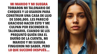 MI MARIDO Y MI SUEGRA TOMARON MI TALONARIO DE CHEQUES Y LO USARON PARA CONSTRUIR UNA CASA DE LUJO… [upl. by Aicilegna]