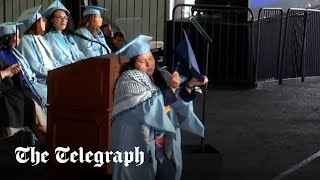 Columbia University student rips up degree in proPalestine protest during graduation [upl. by Bunker]