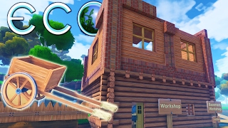 Eco  Gaining Skills Advanced Workshop and Wooden Carts  Lets Play Eco Gameplay Highlights Part 3 [upl. by Anuait]