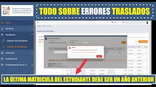 Siagie v50  Errores Comunes en TRASLADO INGRESO en la v50  la matricula debe ser un año anterior [upl. by Nanek]