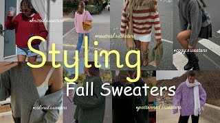 🍂how to style cozy fall sweaters 🧸🤎outfit ideas [upl. by Ynaffi]