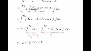 Find the integral of ln1  tanx between the limits 0 and PI4 [upl. by Clements606]