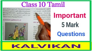 Class 10 Tamil Important 5 Mark Questions  Kalvikan [upl. by Carter]