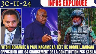 FATSHI DEMANDE LA TÊTE DE CONANGAA À PKAGAME ACCORD ANGOLA JOKABILAFCC KATUMBIMAFA DÉCLANAR64 [upl. by Nelyahs658]