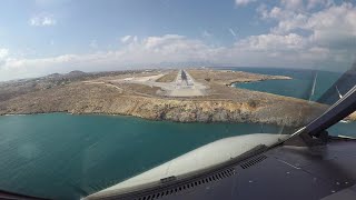 Heraklion Crete Island Approach along the beaches and landing on runway 27 HERLGIR Cockpit view [upl. by Macario]