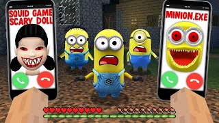 MINIONEXE and SQUID GAME DOLL CALL TO MINIONS  Poppy Playtime vs MINIONS in MINECRAFT  Gameplay [upl. by Aicirtac]