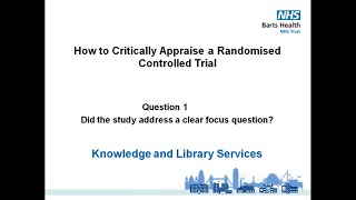 1 How to Critically Appraise a Randomised Controlled Trial following the CASP checklist Question 1 [upl. by Htidirrem]