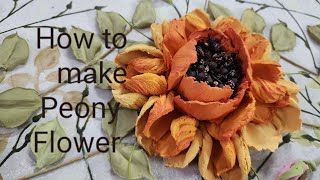 Sculpture painting Sculpture flowers How to make peony flower with sculpture paste [upl. by Rebmik]