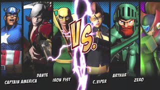 CAPTAIN AMERICA amp DANTE amp IRON FIST vs CVIPER amp ARTHUR amp ZERO  Ultimate Marvel vs Capcom 3 [upl. by Otxilac421]