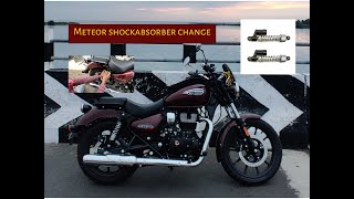 Royal Enfield Meteor 350 shock absorber change  first time in youtube [upl. by Etnaik920]