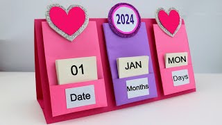 How to make New Year 2024 Desk Calendar  DIY Calendar  Handmade Desk Calendar  New Year Crafts [upl. by Anina990]