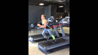 Reverse deadmill sprints on treadmill using resistance bands [upl. by Ahsoet]