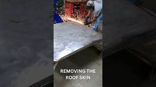 RUST REPAIR REMOVING THE ROOF SKIN rustyrestoration metalfabrication rustremoval automobile diy [upl. by Antonius207]