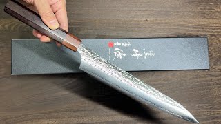 Yu Kurosaki R2SG2 Hammered SENKOEI SlicerSujihiki 240mm with BrownRing Octagonal Handle [upl. by Nola907]