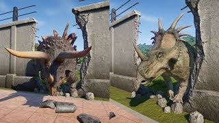 STEGOCERATOPSSTYRACOSAURUS BREAKOUT VS SPINOSAURUSTREX amp IREX JURASSIC WORLD EVOLUTION [upl. by Roumell]