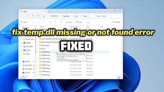 FIXED tempdll missing or not found error in windows 1011 [upl. by Eittol982]