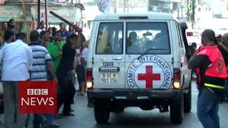 Gaza civilians attack Red Cross  BBC News [upl. by Ymma]