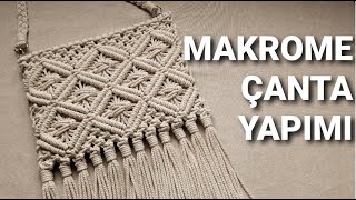 MAKROME ÇANTA YAPIMI  MACRAME BAG TUTORIAL [upl. by Acemat]