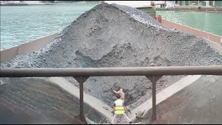 Barge unloading 2500 tons of phosphorite ore  Relaxing video [upl. by Armstrong264]