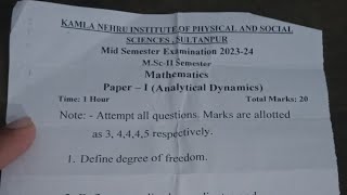 MSc 2nd semester maths midterm exam question paper  Analytical Dynamics paper 1 [upl. by Milde]