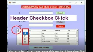 Select All Rows in datagridView by clicking checkbox in Header Row in C windows form [upl. by Ecitsuj21]