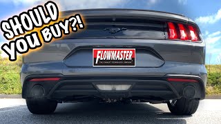 MUSTANG ECOBOOST FLOWMASTER OUTLAW EXHAUST FULL REVIEW  6 month update [upl. by Akitnahs]