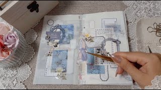 scrapbooking ASMR  sky blue theme💙  Aesthetic Journaling  journal idea [upl. by Drahcir]