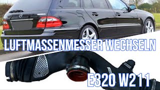 Mercedes E320 W211 Luftmassenmesser wechsel unruhiger Motor Leistungsverl air mass sensor change [upl. by Kcirednek559]