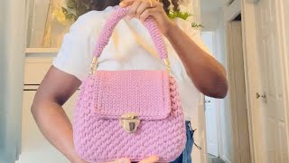 Tshirt yarn crochet bag Very easy to crochet You will never buy bags [upl. by Moyers913]