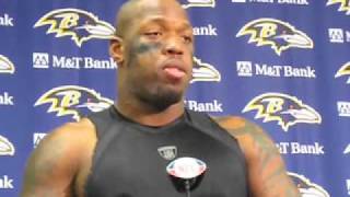 Suggs said when he saw hair and 43 on line he knew Flacco was getting heat [upl. by Annaujat]