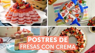 Postres de fresas con crema  Kiwilimón [upl. by Aynotahs172]