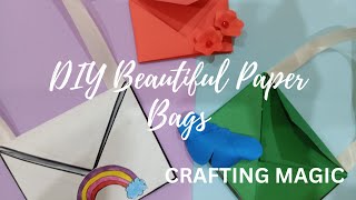 DIY how to make beautiful paper bags  Crafting Magic [upl. by Namruht857]