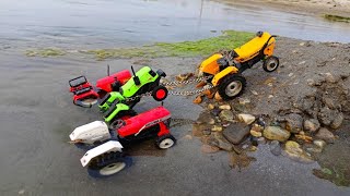 Dumper Truck And HMT 5911 Tractor Accident Pulling Out JCB 5CX  Cartoon Jcb  Tractor Toy Unboxing [upl. by Anyotal]