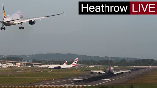 🔴London Heathrow Airport Live Crosswind Landings Storm Pia Emirates Dubai A380 British Airways A350 [upl. by Jeffery]