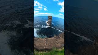 Dun Briste Sea Stack at Downpatrick Head Mayo Ireland Wild Atlantic Way by Motorcycle [upl. by Amsirac767]