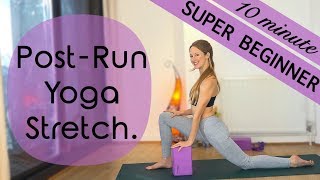 10 MIN POSTRUN YOGA STRETCH  Super beginner  YogaCandi [upl. by Platas481]