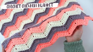 How To Crochet Chevron Stitch  Easy Baby Blanket [upl. by Alohcin]