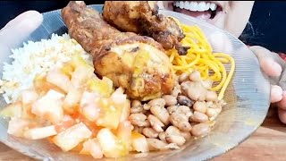 ARROZ FEIJAO MACARRAO COXA ASSADA SALADA MUKBANG BRASIL ASMR FOOD MASTIGAÇÃO COMIDA [upl. by Traver]