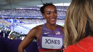 Jasmine Jones speaks after 400m hurdle semifinal  Paris Olympics [upl. by Seroka]