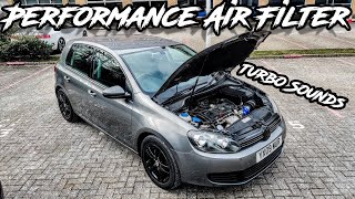 PERFORMANCE AIR FILTER  VW GOLF MK6 14 TSI TURBO SOUNDS [upl. by Elokin835]