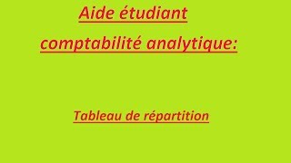 Comptabilité analytique Tableau de répartition [upl. by Soll]