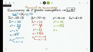 Ecuaciones de 2° grado incompletas ax²c0 [upl. by Klug]