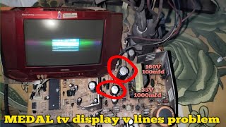 vartical line problem in MEDAL crt tv  how to medal tv display in vartical line in bangla [upl. by Stoller]