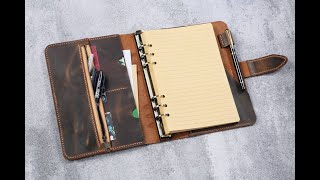 Rustic leather travel diary log  Personalized refillable Leather journal binder leatherjournal [upl. by Nizam534]