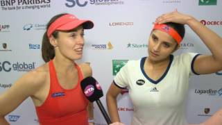 Martina Hingis amp Sania Mirza PostMatch Interview  2016 WTA Finals Singapore [upl. by Ahsieni]