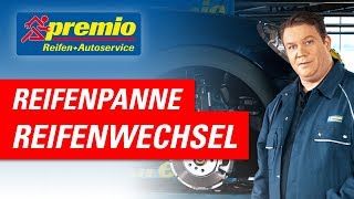 Reifen wechseln bei einer Reifenpanne  Premio Reifen  Autoservice [upl. by Bloomer735]