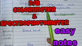 Difference between Colorimeter and Spectrophotometer  Easy notes in hindi  youtube [upl. by Nwahsud328]