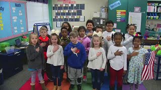 Pledge of Allegiance  Mrs Sandalls first graders [upl. by Eelrebmik318]