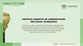 Portfolio Committee on Communications and Digital Technologies 20 September 2024 [upl. by Aneekal]