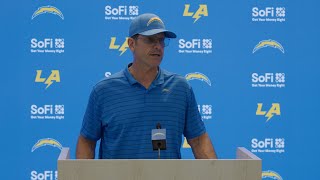 Jim Harbaugh On Saints amp Derek Carr  LA Chargers [upl. by Elletnuahs829]